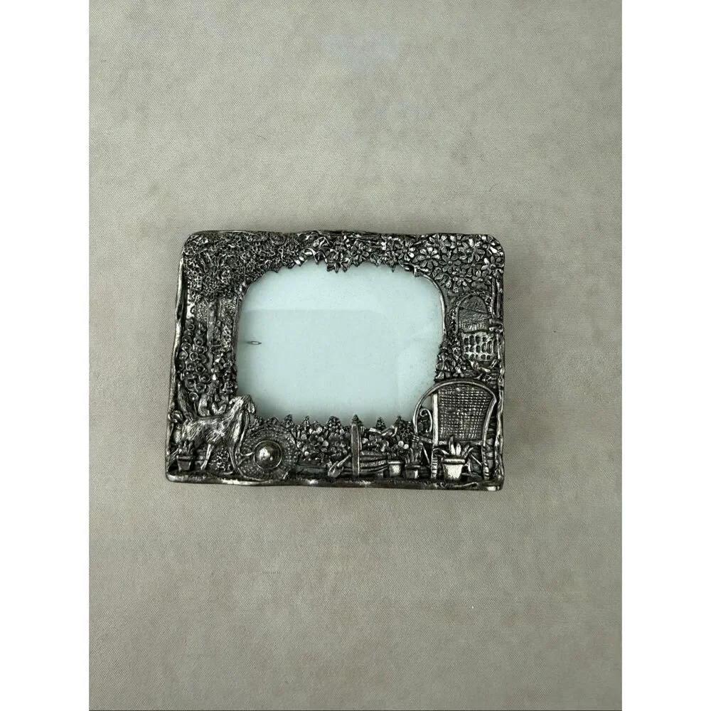Vintage Sterling Silver Scene Wales Verse Silver Plated Picture Frame 3×2